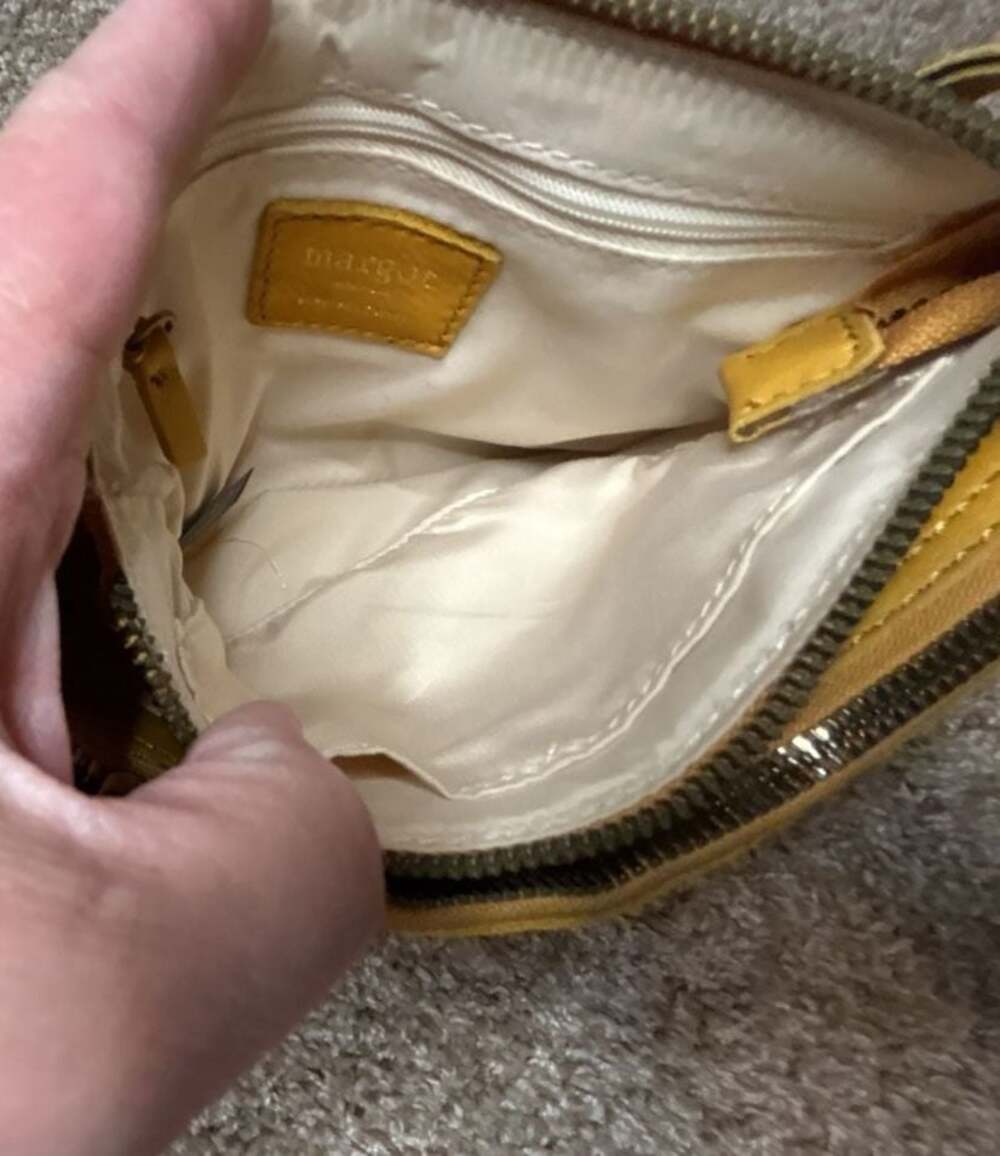 Margot New York Yellow Leather Double Zip Crossbody Bag - Picture 8 of 13